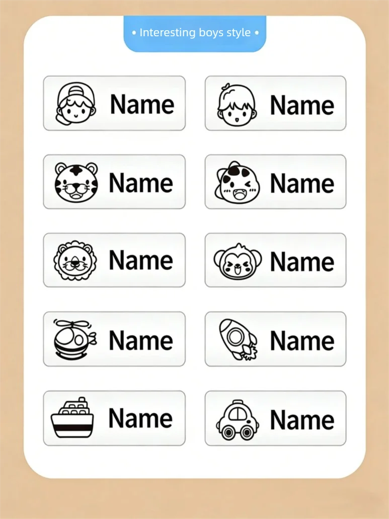 Personalisierte Namensanhänger für Babyschuhe, Schulranzen, Becher, Kleidung, wasserfest, mit Kordel, Namensring für Kinder, Namensetikett – Detail 11