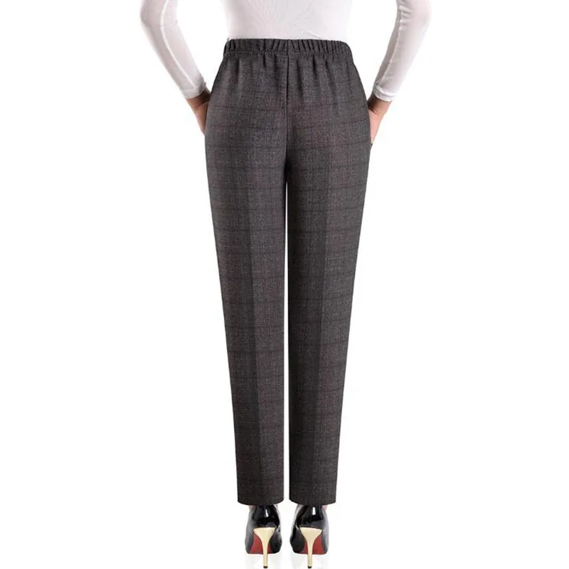 Plus size 8XL Autumn Women Trousers Oversize Elastic High Waist Loose Casual Pants Middle-aged Female Winter Warm Stretch Pants