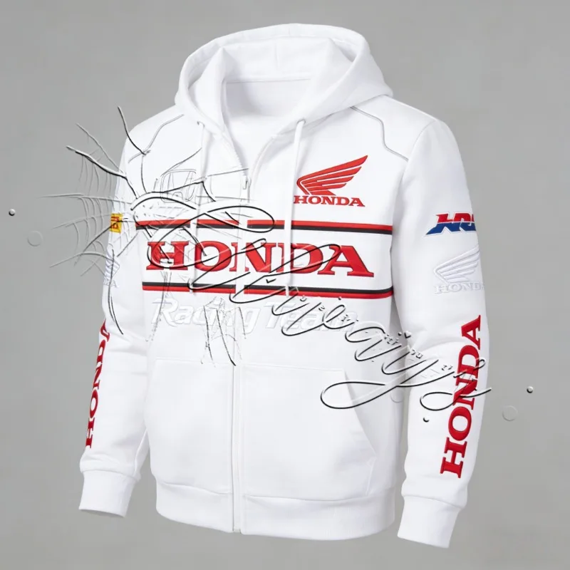 

Осень/зима 2026, новинка Honda HRC Racing, спортивная теплая толстовка с капюшоном, мужская мото, внедорожный энтузиаст, велосипедный костюм, свободная толстовка