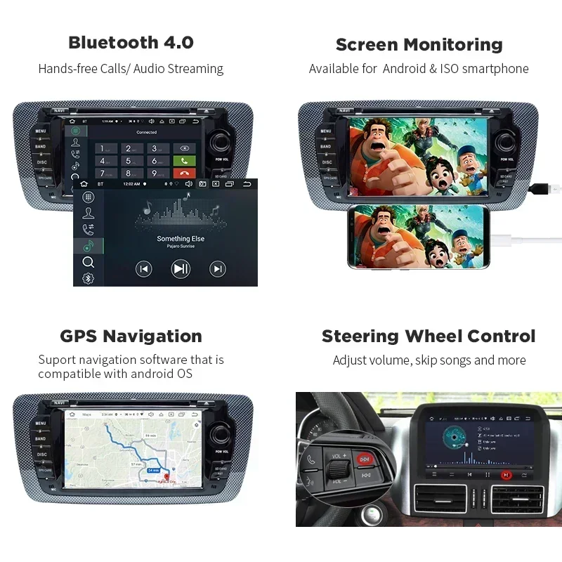 2026 DSP 7Inch Android 10 Auto Navigation&GPS Radio DVD CD Player Car Video Media System For Seat Ibiza