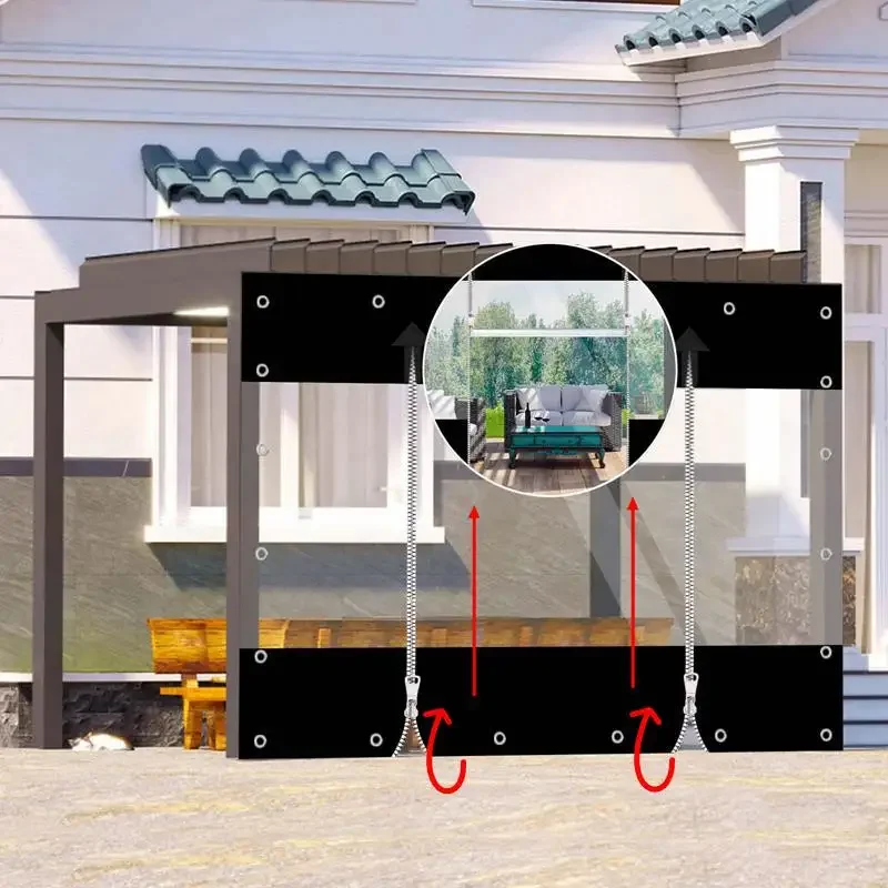 Customizable Transparent Zipper Tarpaulin with Twist Lock Pergola See Though Tarpaulin Heavy Duty Carwash Room Waterproof Screen