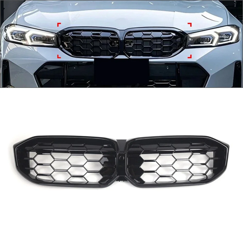 Для BMW 3 серии G20 G21 M3 320i 325i 330i M Sport 2023-2024 Светодиодный светильник Передняя решетка почек Черный 51719632871