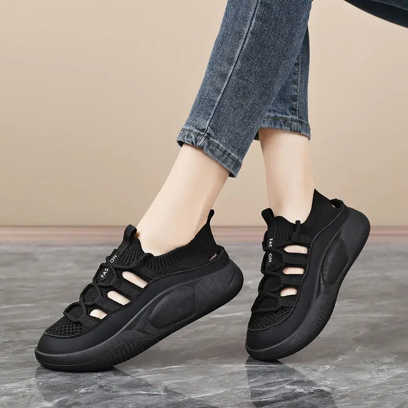 Women's Openwork Breathable Oversized Shoes Mesh Breathable Summer Soft Sole Lightweight Sneakers