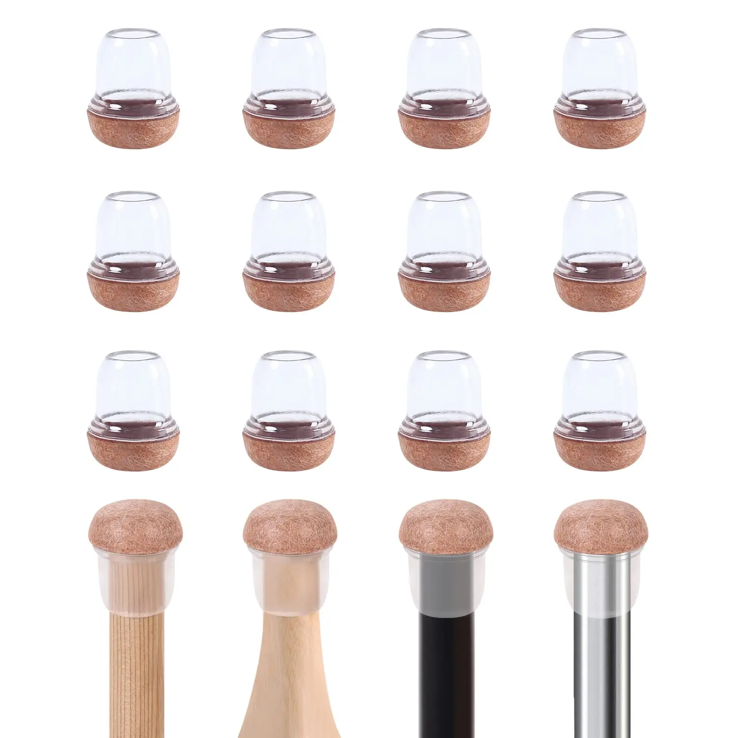 8 protectores de patas de silla de goma gruesa, almohadillas de fieltro para muebles, protectores de suelo, tapas para reducir el ruido y evitar arañazos