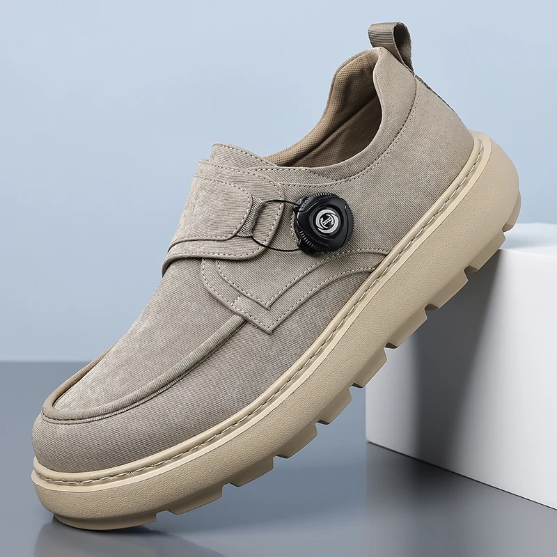 

Men's Hands-Free Rotary Buckle Walking Shoes Breathable Non-Slip Wear-Resistant Thick Sole Casual Loafers for Outdoor Work Daily