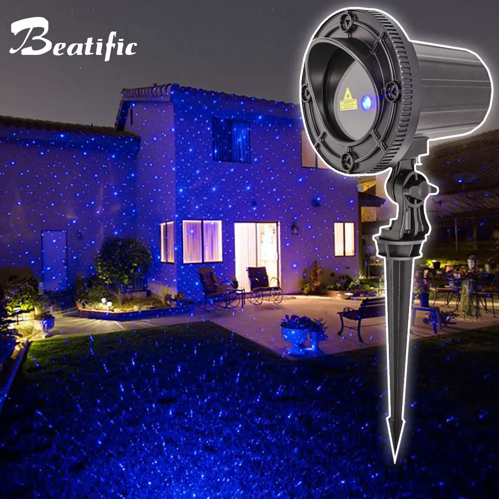 Outdoor Laser Projector LED Christmas Lights for Garden Lawn Yard Decoration Dynamic Single Blue Laser Dots New Year Eve' Light