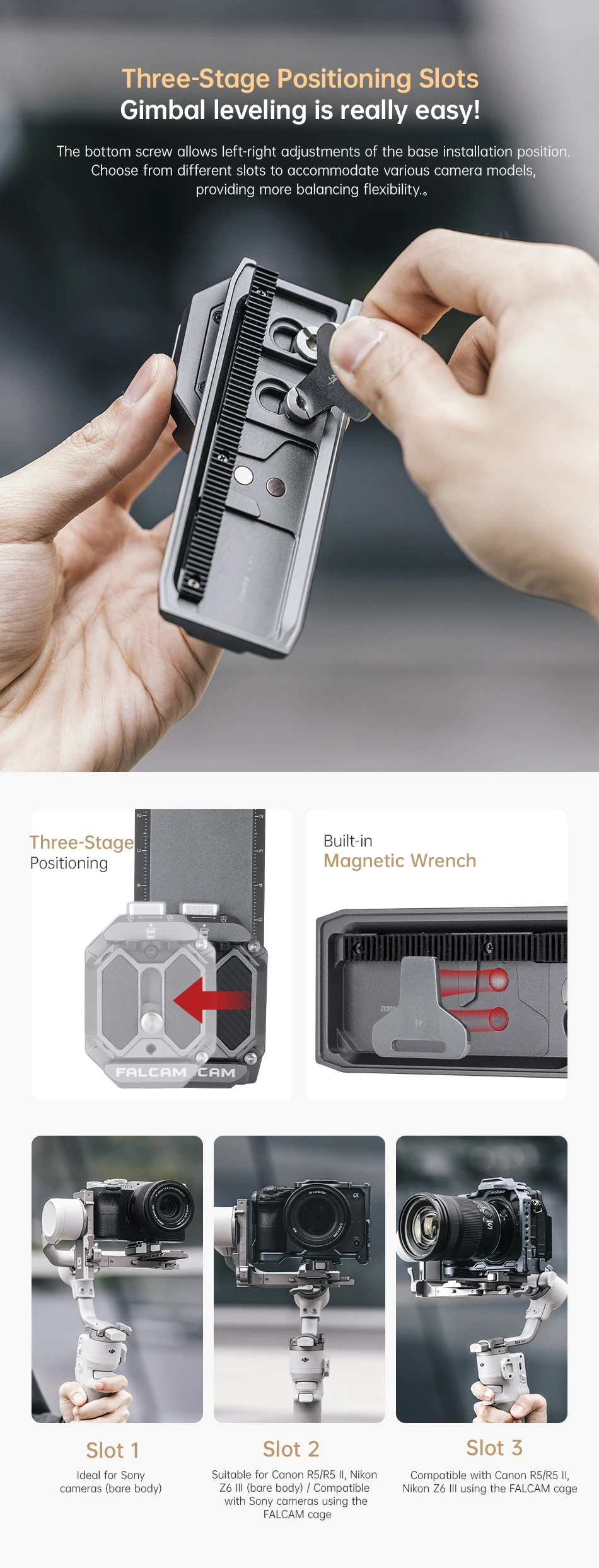 FALCAM F38 Schnellwechsel-Kit für DJI RS4 Mini-Stabilisator mit Anti-Mistouch-Modus, dreistufige Positionierungssteckplätze – Detail 5