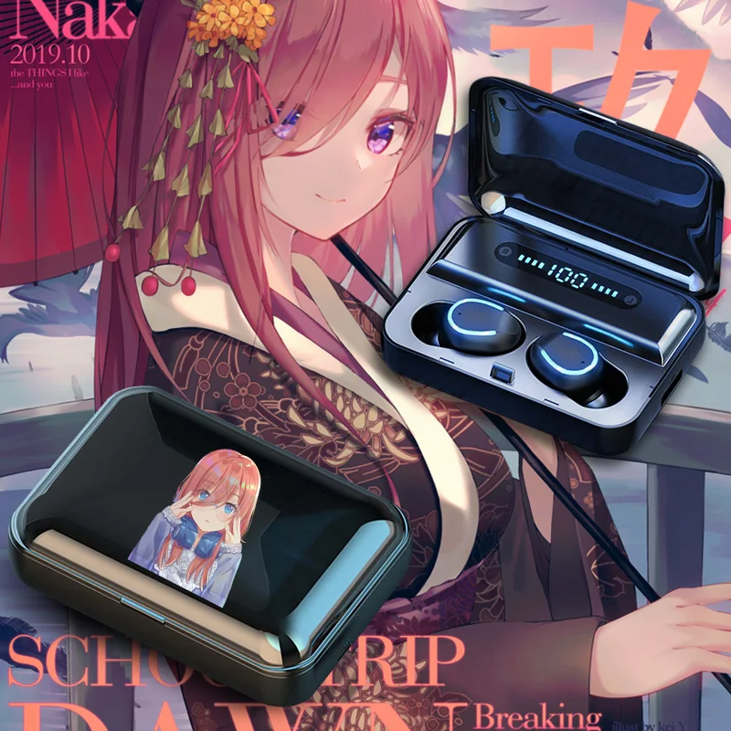 Anime Quintessential The Quintuplets Cos Bluetooth Earphones Nakano Ichika Cosplay For Android Wireless Earbuds Bluetooth 5.0 HD