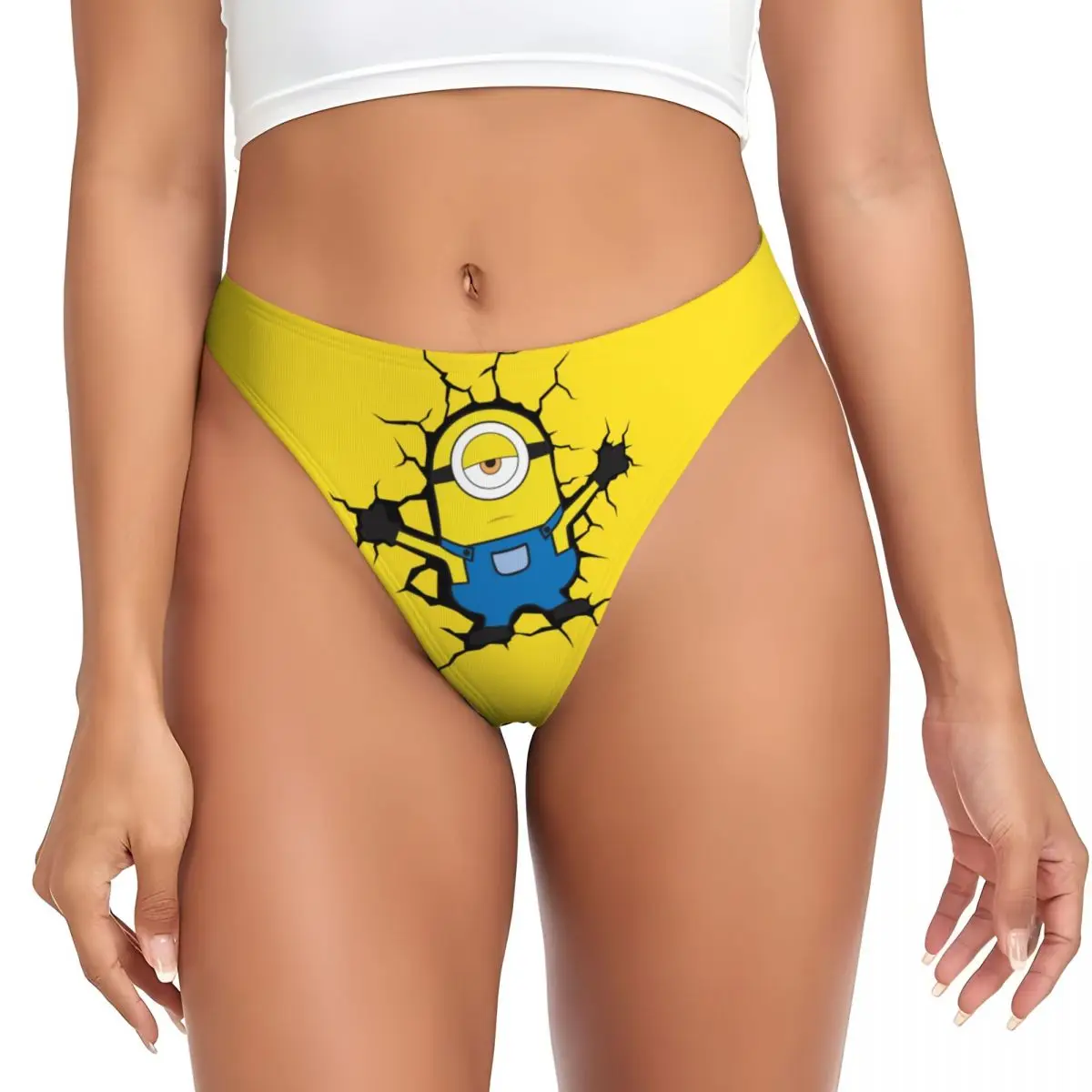 Custom Womens Minions Broke The Wall G-string Panties Female Comfort Thongs Underwear