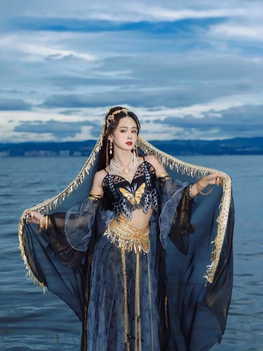 

Женское танцевальное платье Hanfu в западном стиле Dunhuang Kweichow экзотический старинный костюм для поездок съемки аксессуары для представлений юбка