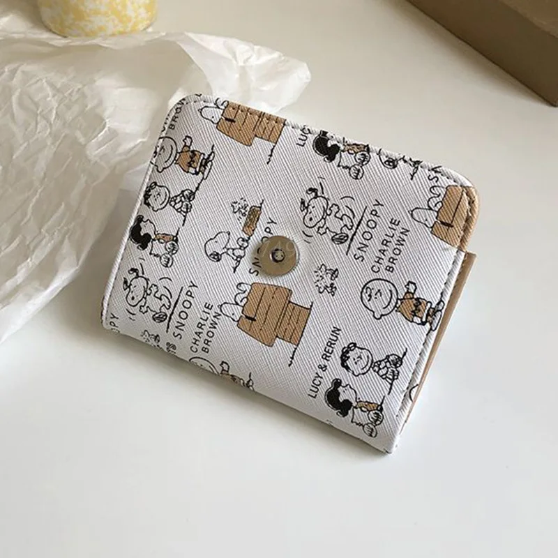 Snoopy Brieftasche Männer Frauen Doppel Falten geldbörse Cartoon Anime geldbeutel Multi Card Slot ID Halter Lagerung Koreanische Kurze Karte Set