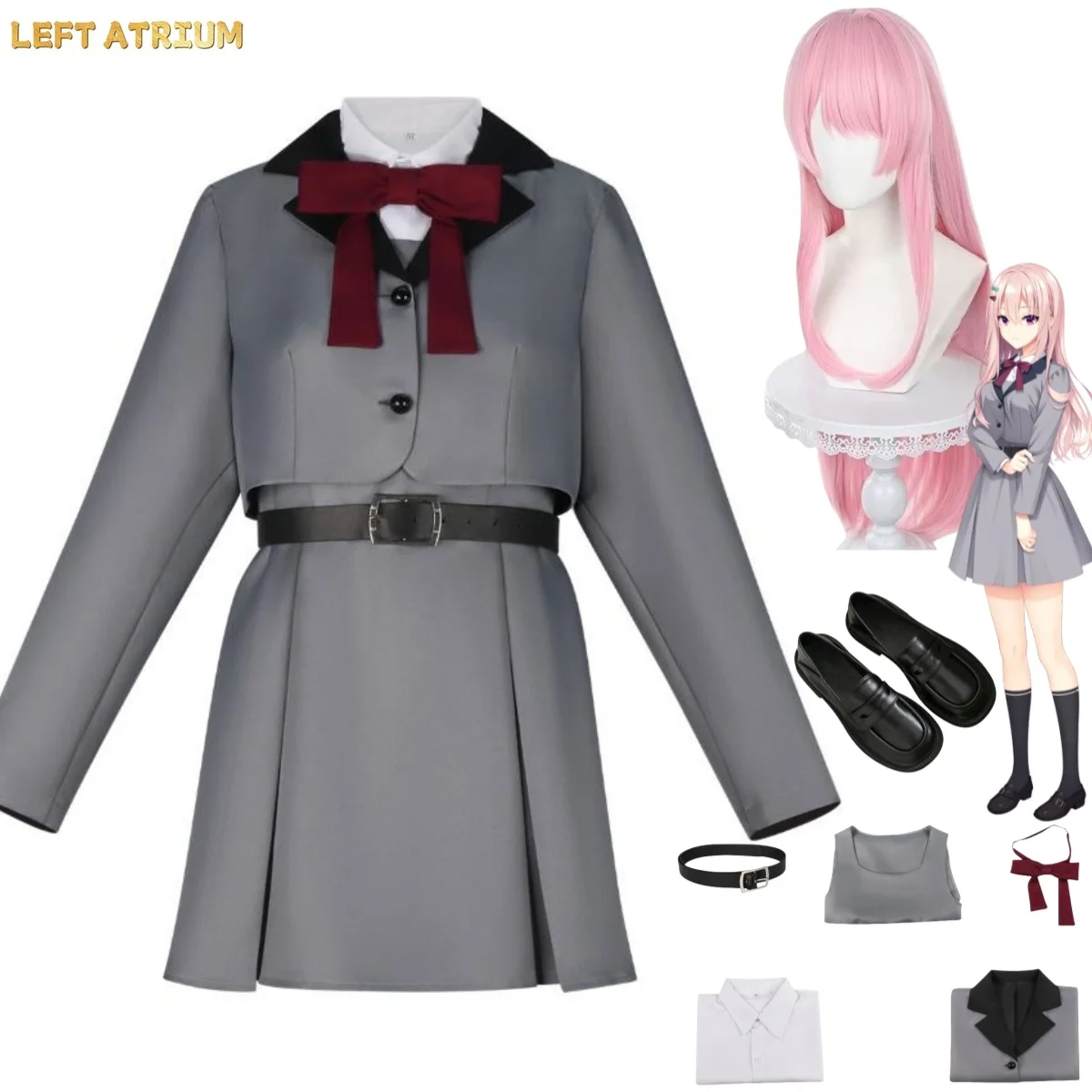 

Game Limelight Lemonade Jam Harumi Ena Cosplay Costume Wig Shoes Anime Lemonade Factory Guitarist School Uniform Halloween Suit