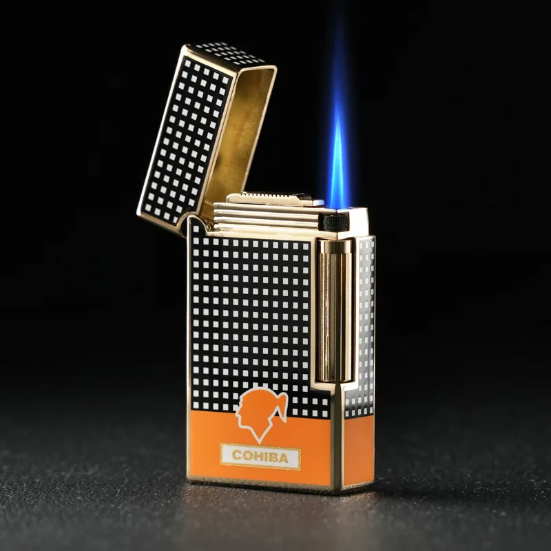 

Outdoor Windproof Butane Gas Filled Cigar Lighter Blue Flame Torch Turbo Jet Lighter Cigar Opener Gift Box Packaging Men's Gift