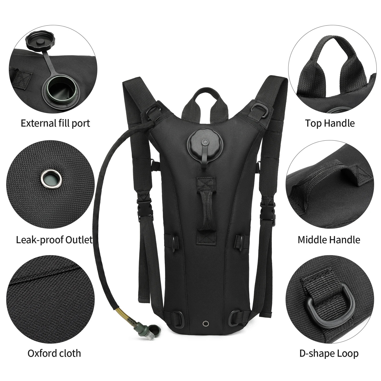 Tactical Hydration Pack Military Class Camel Backpack with 3L Leakproof Water Bladder for Running, Jogging, Cycling