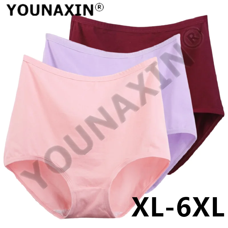 

3 Pcs Women's Big Size Briefs Breathable Cotton Undies Underwear High Waist Large Panties Undershorts XL 2XL 3XL 4XL 5XL 6XL