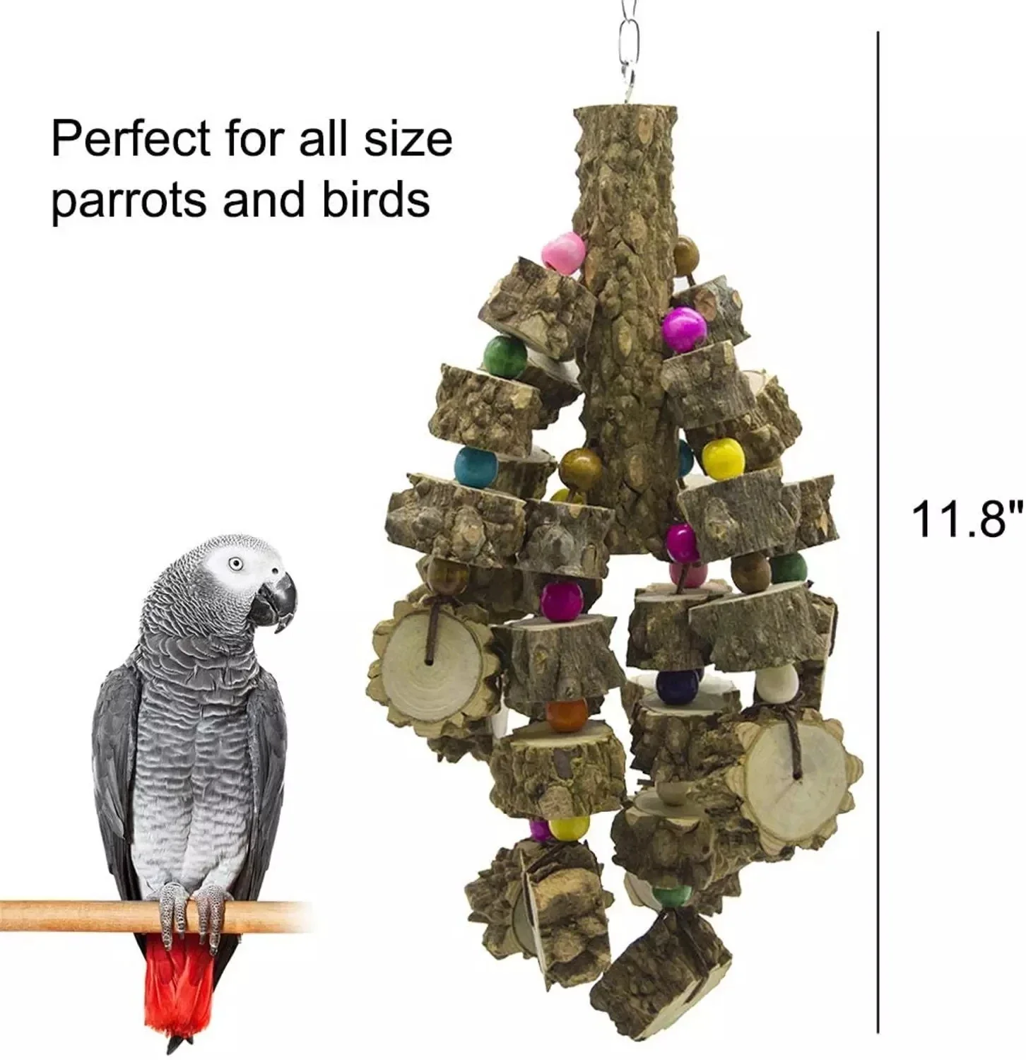 Parrot Toy Bird Toys Natural Wood Large Parrot Toy Bird Toys Best for African Grey Macaws Cockatoos Parrot Birds and More