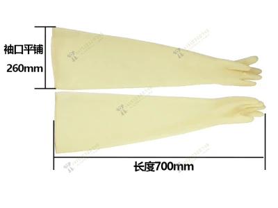 Acid and alkali resistant long-arm latex vacuum glove box flange scientific research test battery factory operatio 0.8-1.2 thick