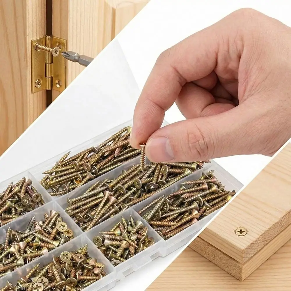 M 3.5 Self-Drilling Wood Screws Wood Screw Coarse Thread Deck Screws Carbon Steel Self Tapping Exterior Deck Screws Exterior Use