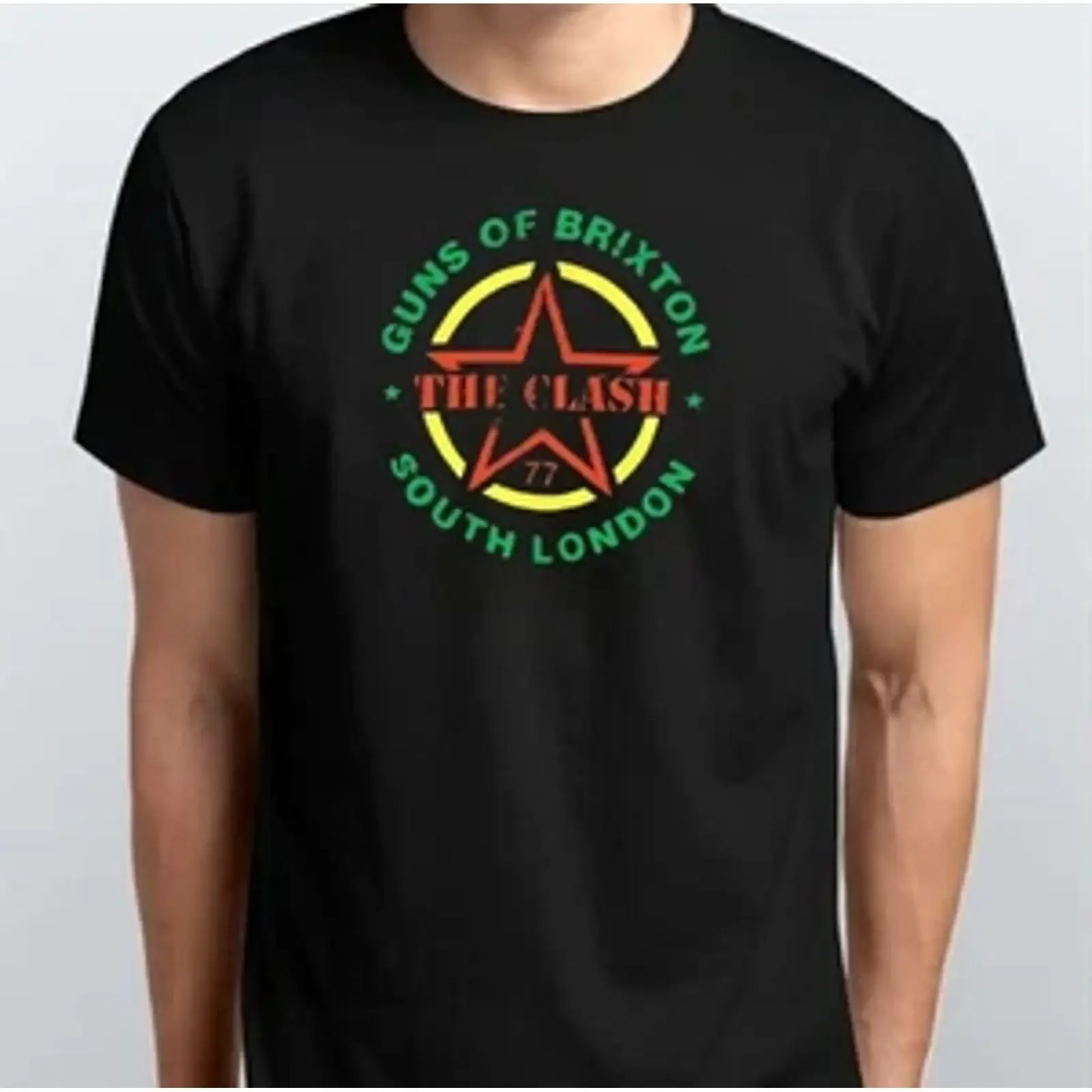 UNISEX T SHIRT THE CLASH Guns Of Brixton South London SML XL XXL 3 4 black vintage Washed Unisex Casual Stretched Breathable