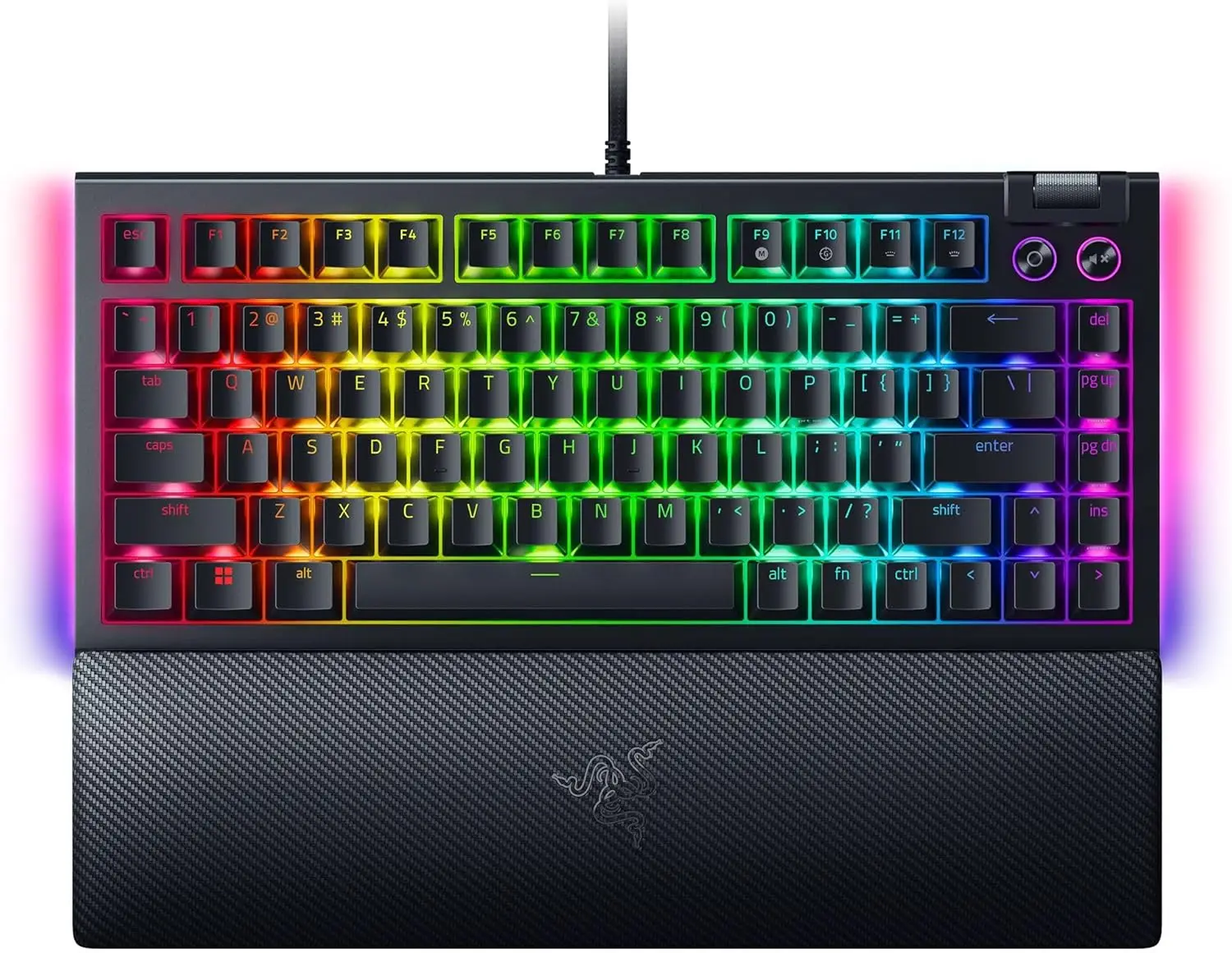 BlackWidow V4 75 % mechanische Gaming-Tastatur – Hot-Swap-fähig, orangefarben, taktiler RGB-, MF-Roller, Medientasten, Schwarz (erneuert)