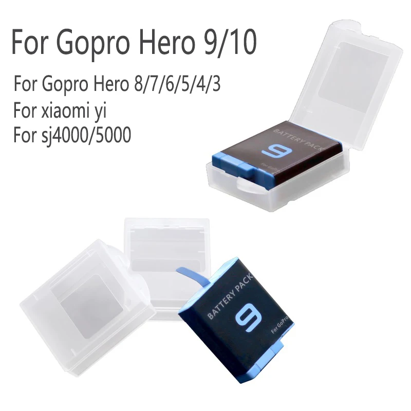 2PCS Battery Protective Storage Box Case for GoPro Hero 10 9 8 7 6 5 4 3 xiaomi yi Plastic Protector Cover Camera Accessories