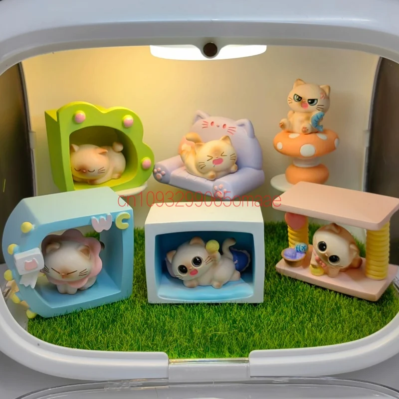 New Generic Siamese Cat Blind Box Kawaii Kitten Figurine Healing Desktop Ornament Lovely Cat Mystery Box Holiday Birthday GiftS