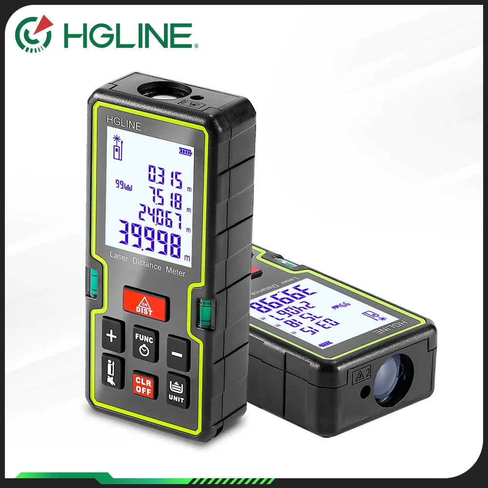 HGLINE Laser Tape Measure 40/60/80/100/120m Laser Rangefinder Double Horizontal Bubble IP40 Electronic Ruler Finder Measure Tool