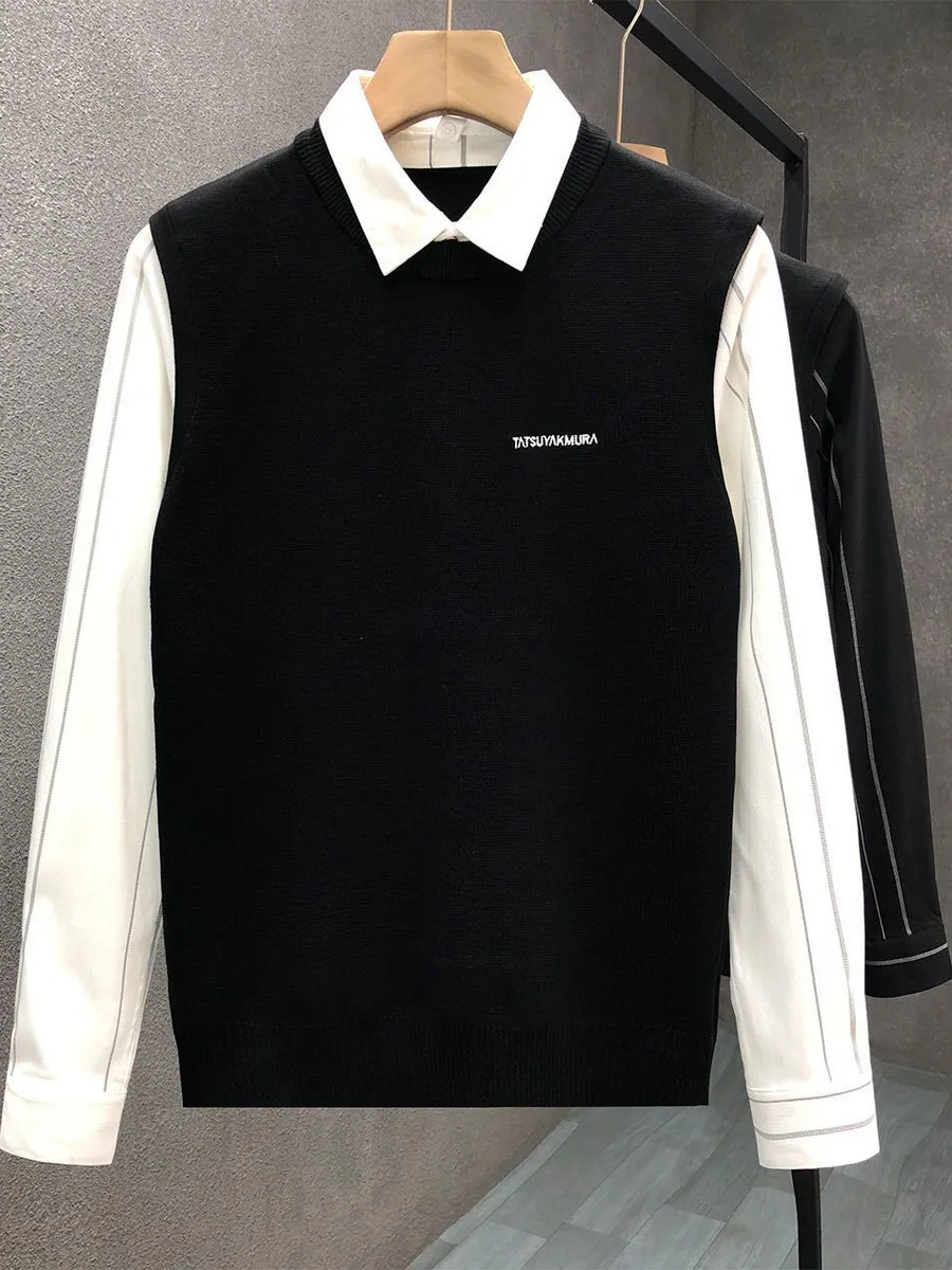 

Мужской вязаный свитер Sli Long Sve, модный корейский свитер с воротником-стойкой, повседневный теплый свитер из полиэстера, модная мужская мода