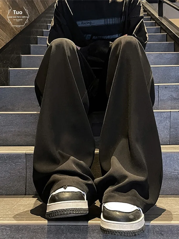 

American Sle Men's Casual Pants Spring Leisure Wide Leg Straight Tube Loose Fit Breathable Polyester Fiber Youthful Vitalit...