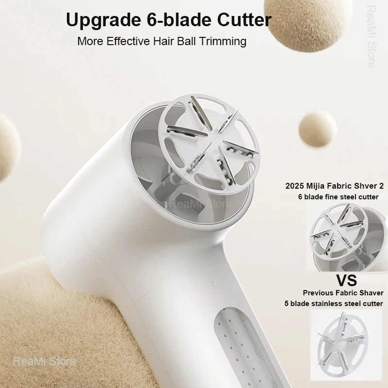 2025 جديد XIAOMI Mijia مزيل الوبر 2 ، المحمولة USB تهمة الكهربائية بيليه آلة الشعر الكرة المتقلب ترقية 6-شفرة القاطع رئيس