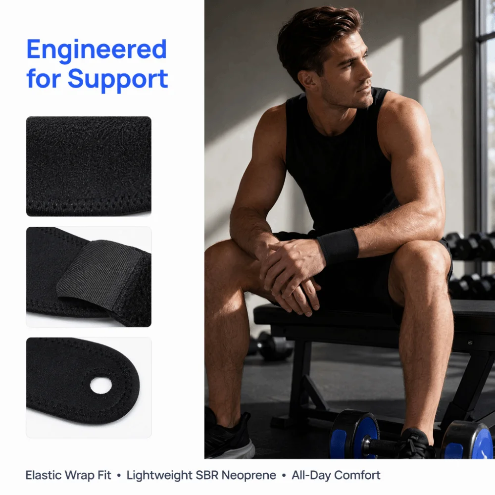2PCS SBR Neoprene Sports Wristband Elastic Sweat Absorbent Compression Wrist Wrap Breathable Black Blue Athletic Wrist Support