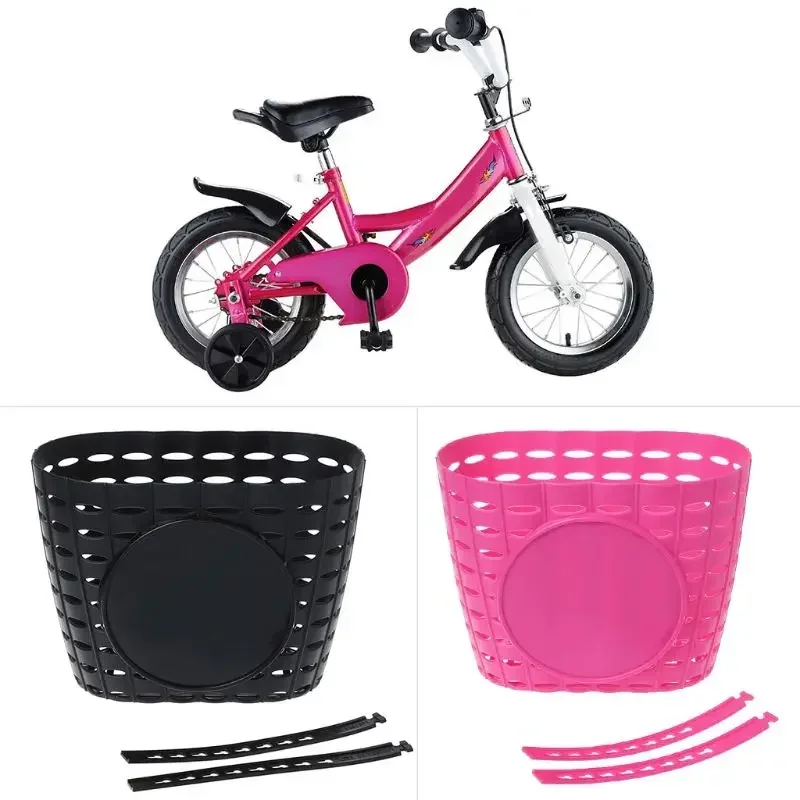 Bicycle Basket Hollow Children Bike Tricycle Scooter Storage Front Handlebar Plastic Carrier Cycling Kid Riding Bag Accessories