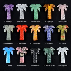 Coconut Tree Shape Pendant Natural Stone Crystal Amethysts Rose Quartz Chams for Jewelry Making DIY Necklace Earrings Accessory