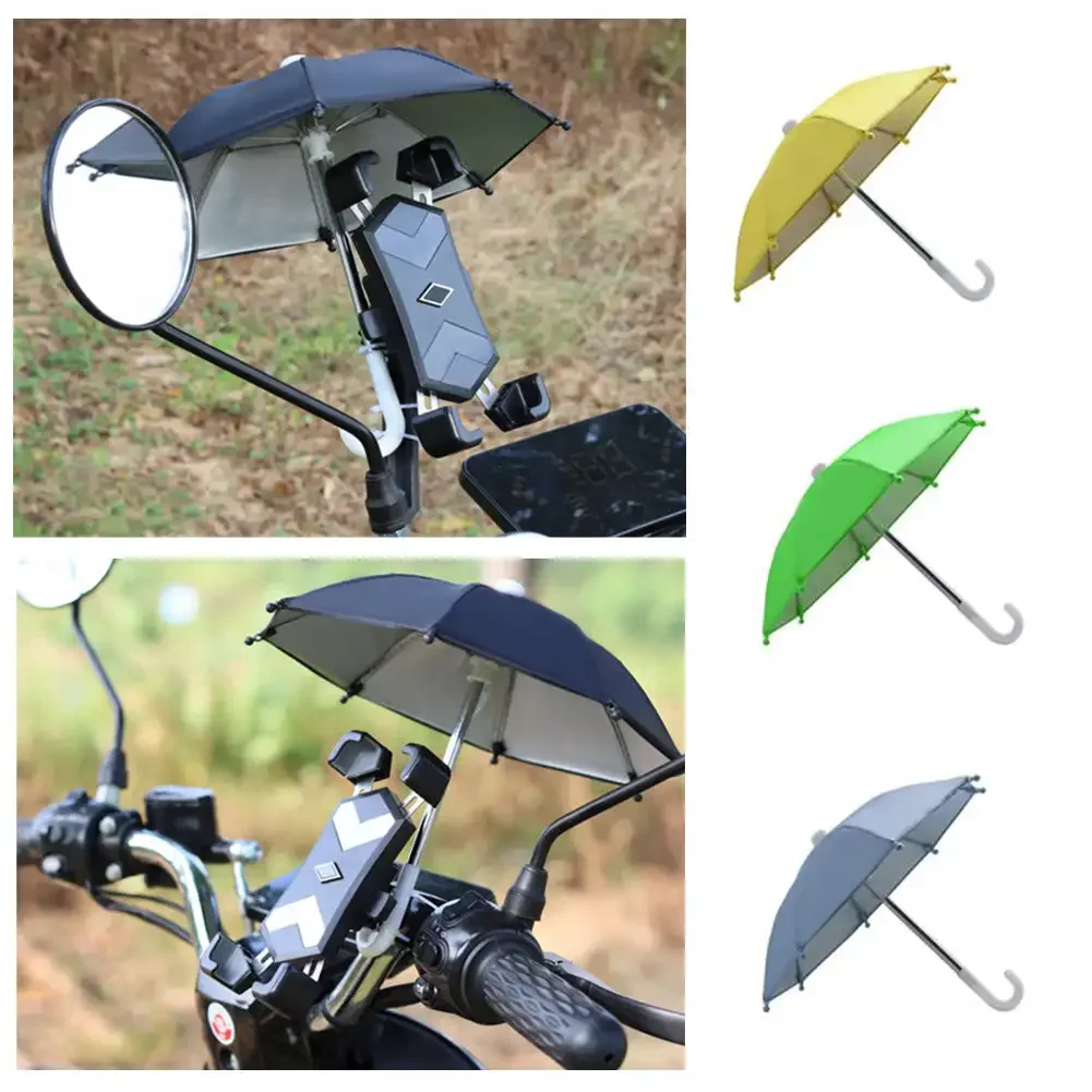 1PC Mobile Phone Holder Motorcycle Bicycle Umbrella Portable Waterproof Mini Parasol Waterproof Anti-permeability Toy Umbrellas