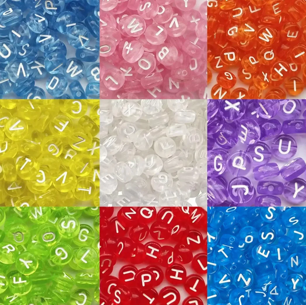 100-500pcs Acrylic Multicolor Letter Beads Mixed Round Flat Alphabet Beads With Hole For Jewelry Making DIY Handmade Bracelet