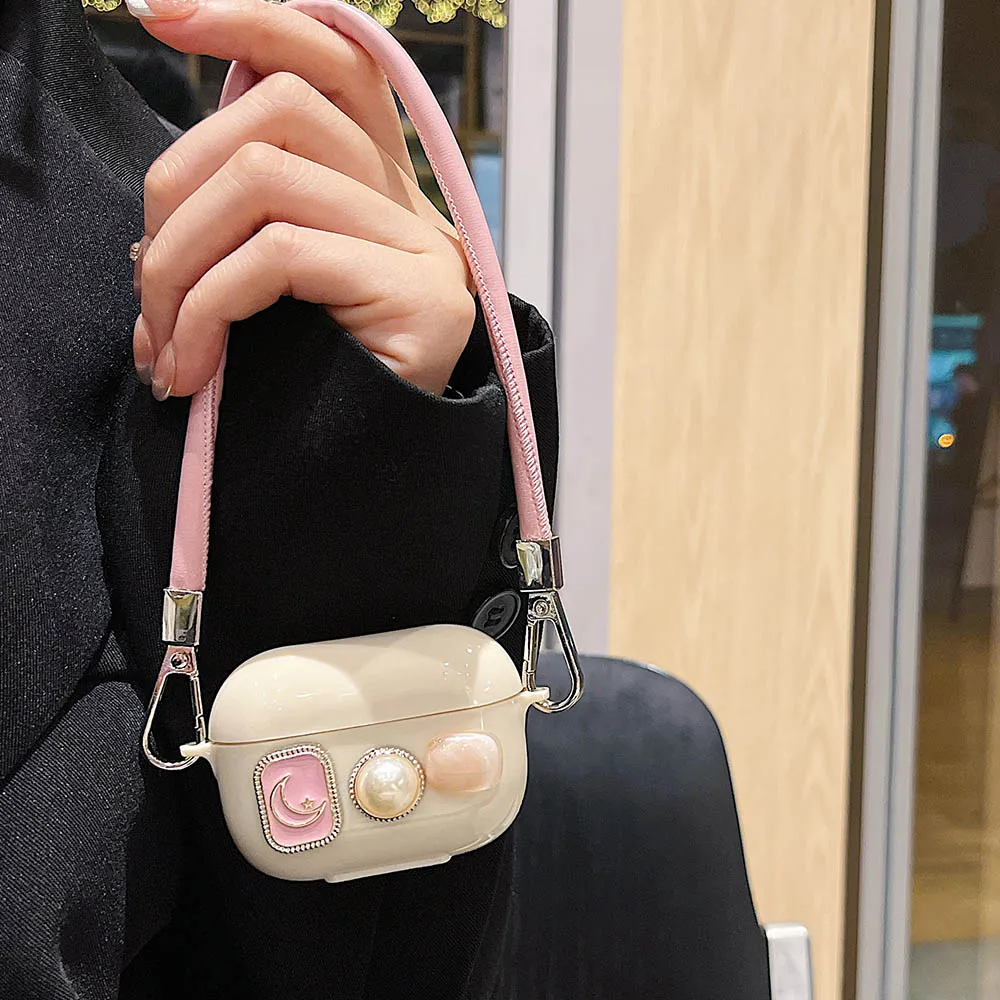 กระเป๋าใส่ของหูฟังสำหรับเด็กผู้หญิงประดับมุก3D หรูหราสำหรับ Apple airpods Pro 2ชุดหูฟังฝาครอบกล่องสำหรับ airpods 2/1 3กล่องกันกระแทกซิลิโคน