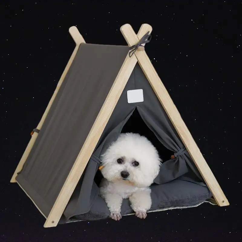 

Pet Tent Nest Portable Dog Cat Sleeping Bed Pop-Up Small Wooden House Design For Pet Cats Dogs Tent Animals Bed Home Decoration