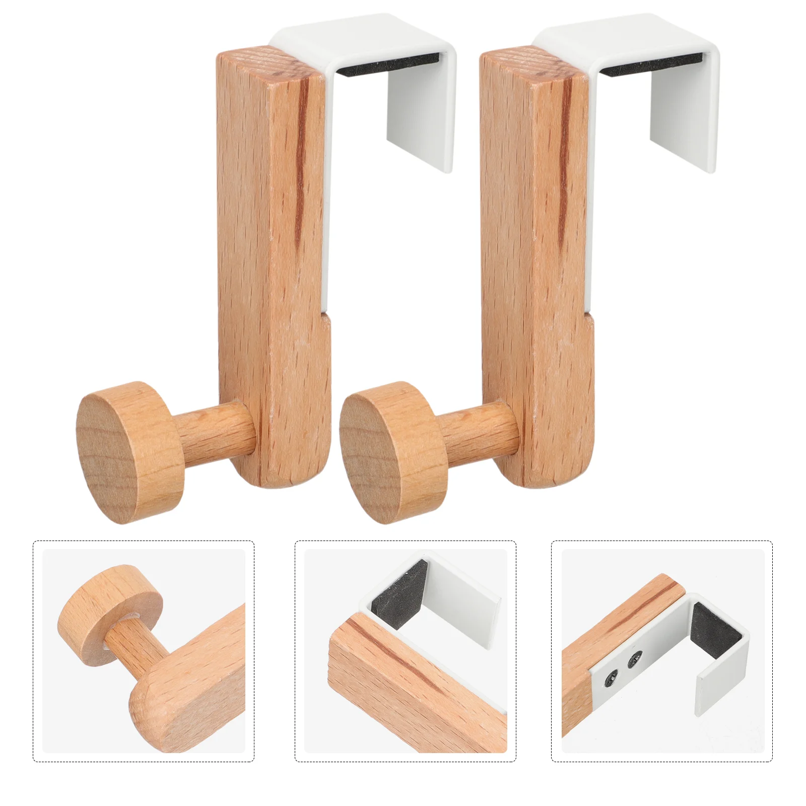 

2 Pcs Heavy Duty Clothes Rack Door Hook Hat Hooks up Back White Hanging Over Storage