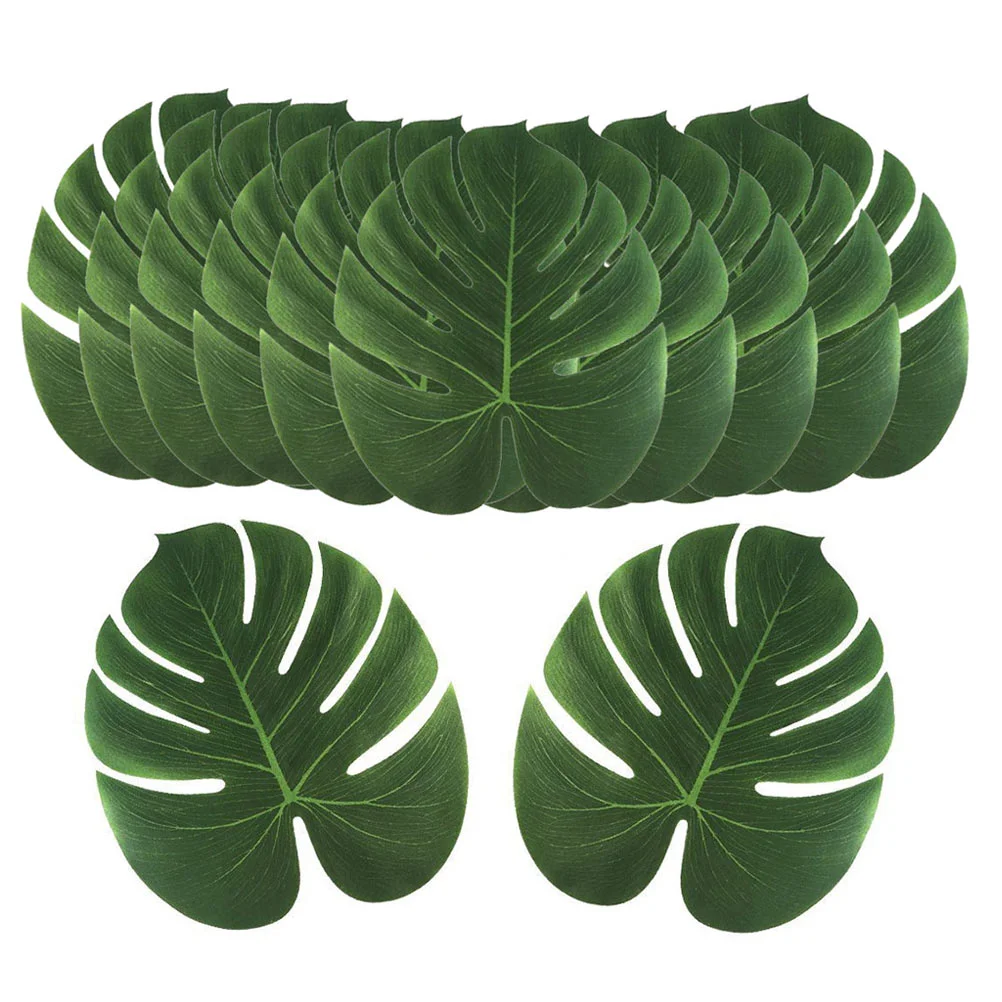 12 Pcs Tropical Placemats Turtle Leaf Table Runner Decor Artificial Monstera Leaves Faux