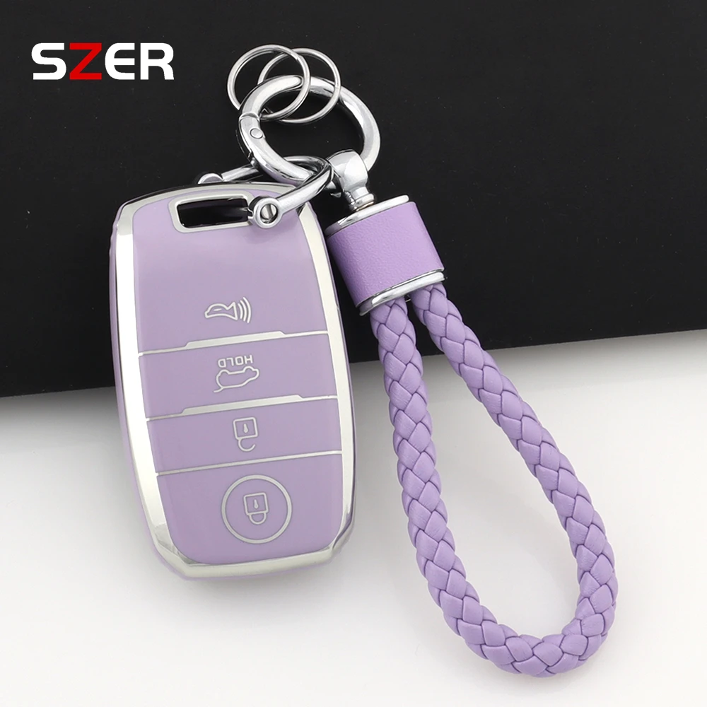 4-Tasten-TPU-Autoschlüsselhülle, Schlüsselanhängerhülle für Kia Optima, Sorento, Niro, Soul, für Kia KX3, KX5, K3S, RIO, Ceed, Cerato