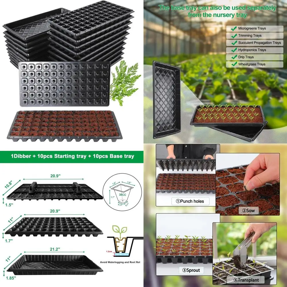 

Наборы для рассады на 72 ячейки, 10 штук, с поддонами, инструментом для вкапывания земли, многоразовые наборы для проращивания