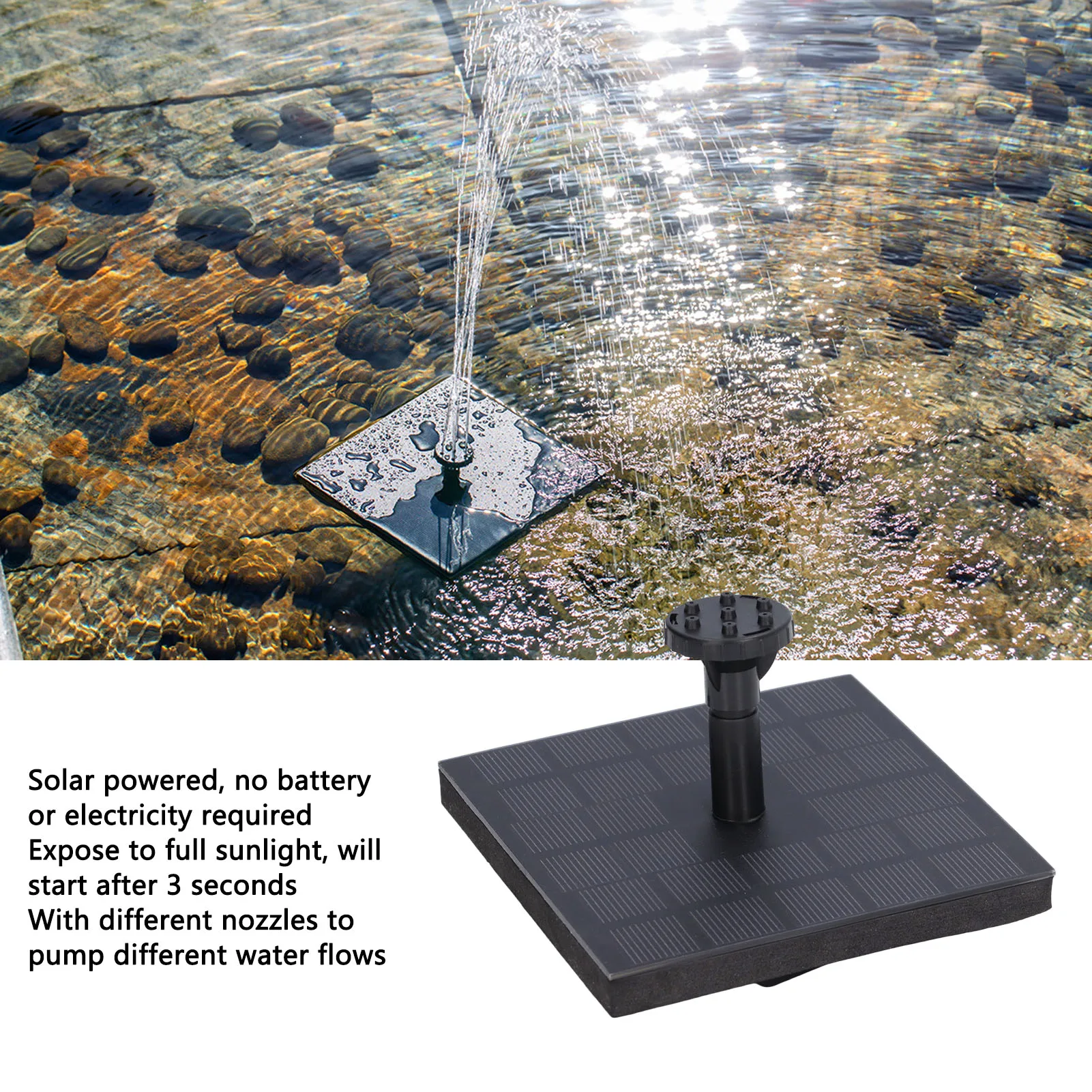 Solar Fountain Kit 7V 1.4W Monocrystalline Silicon Floating Water Pump Outdoor Pond Bird Bath Waterscape Decoration Pump Kit view 4