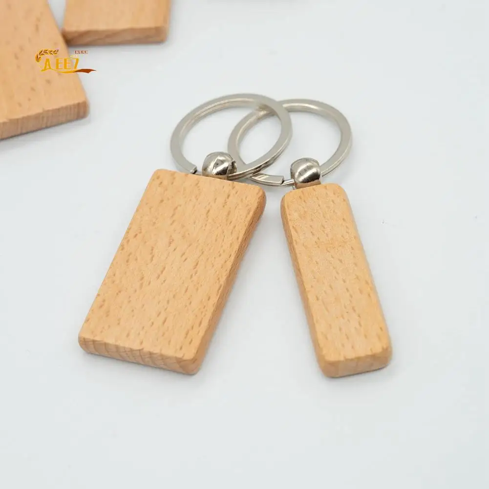 AEE7-Wood Engraving Blanks Rectangle Blank Wooden Key Chain Wood Blanks For Keychains 20 Pack