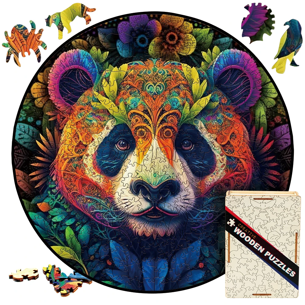 

Wooden Puzzle Mandala Panda Funny Toy Animal Wood Puzzles Smart Games Round Shaped Jigsaw Puzzle Best Gift For Adults And Kids