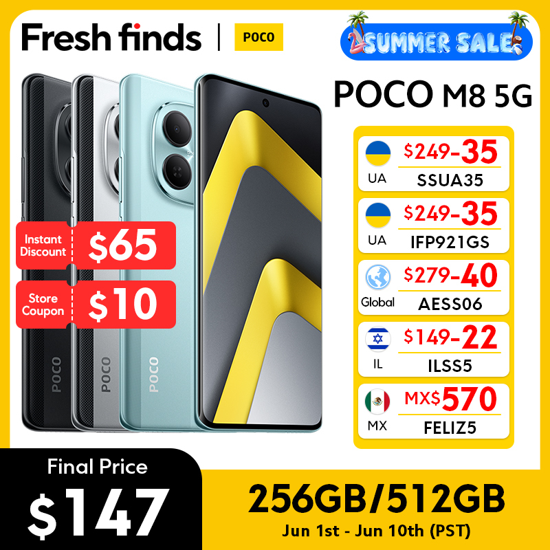  POCO M8 5G Smartphone Global Version Snapdragon® 6 Gen 3 6.77" 120Hz Display 50MP Camera 5520mAh 45W NFC