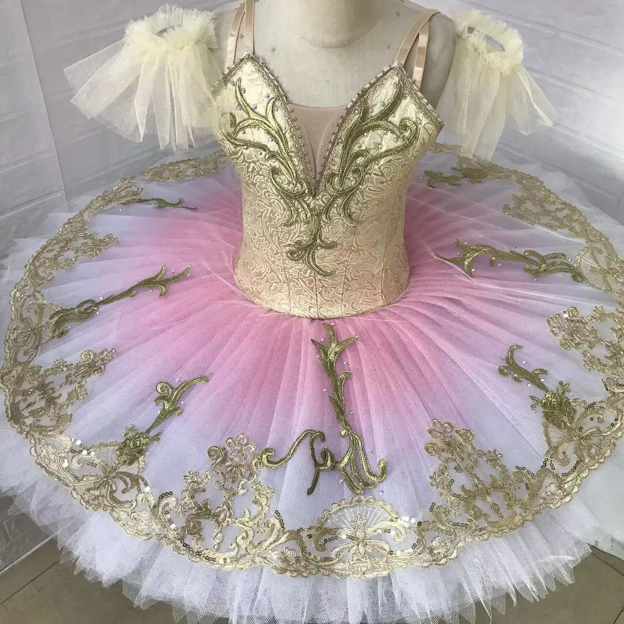 Saia de balé profissional tutu cor gradiente ouro