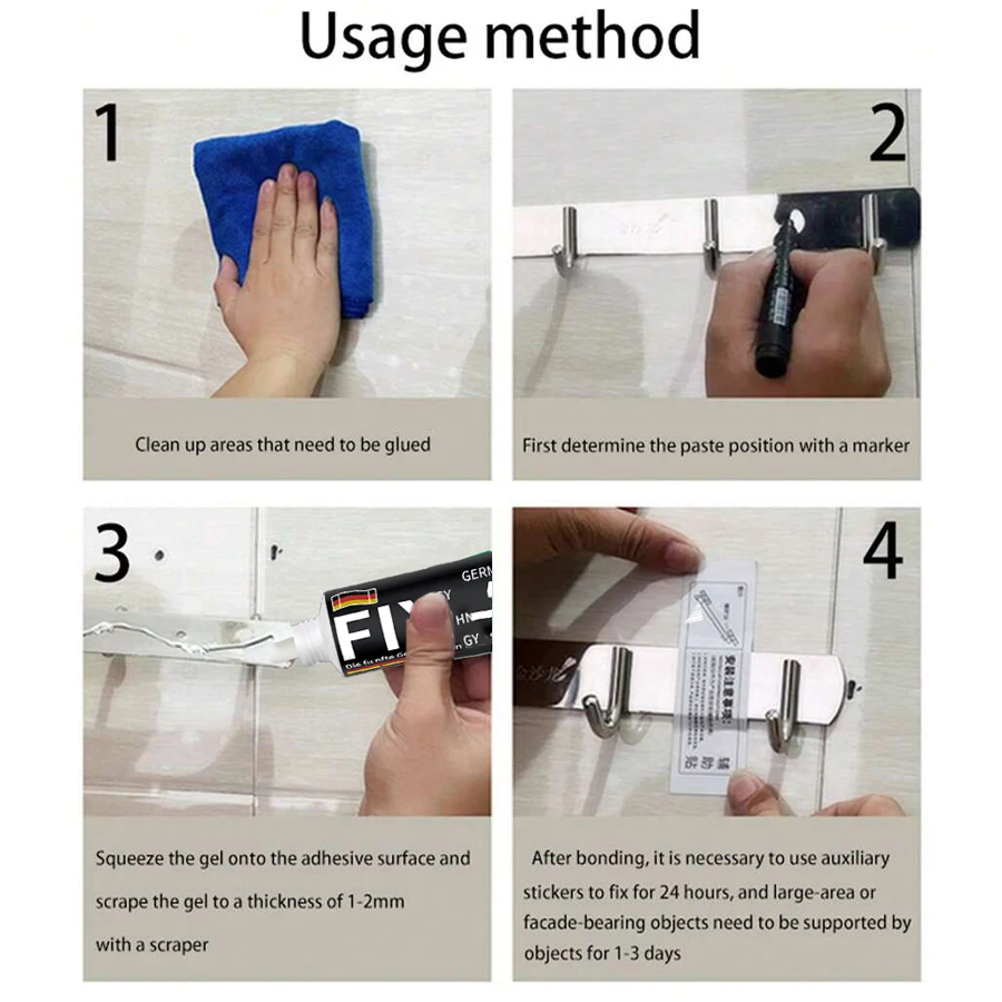 กาวติดแน่นแบบไม่ต้องใช้ตะปู - กาวติดแน่นสำหรับผนัง โลหะ กระจก กระเบื้อง กันน้ำ ไม่ต้องเจาะ ซ่อมแซมบ้าน