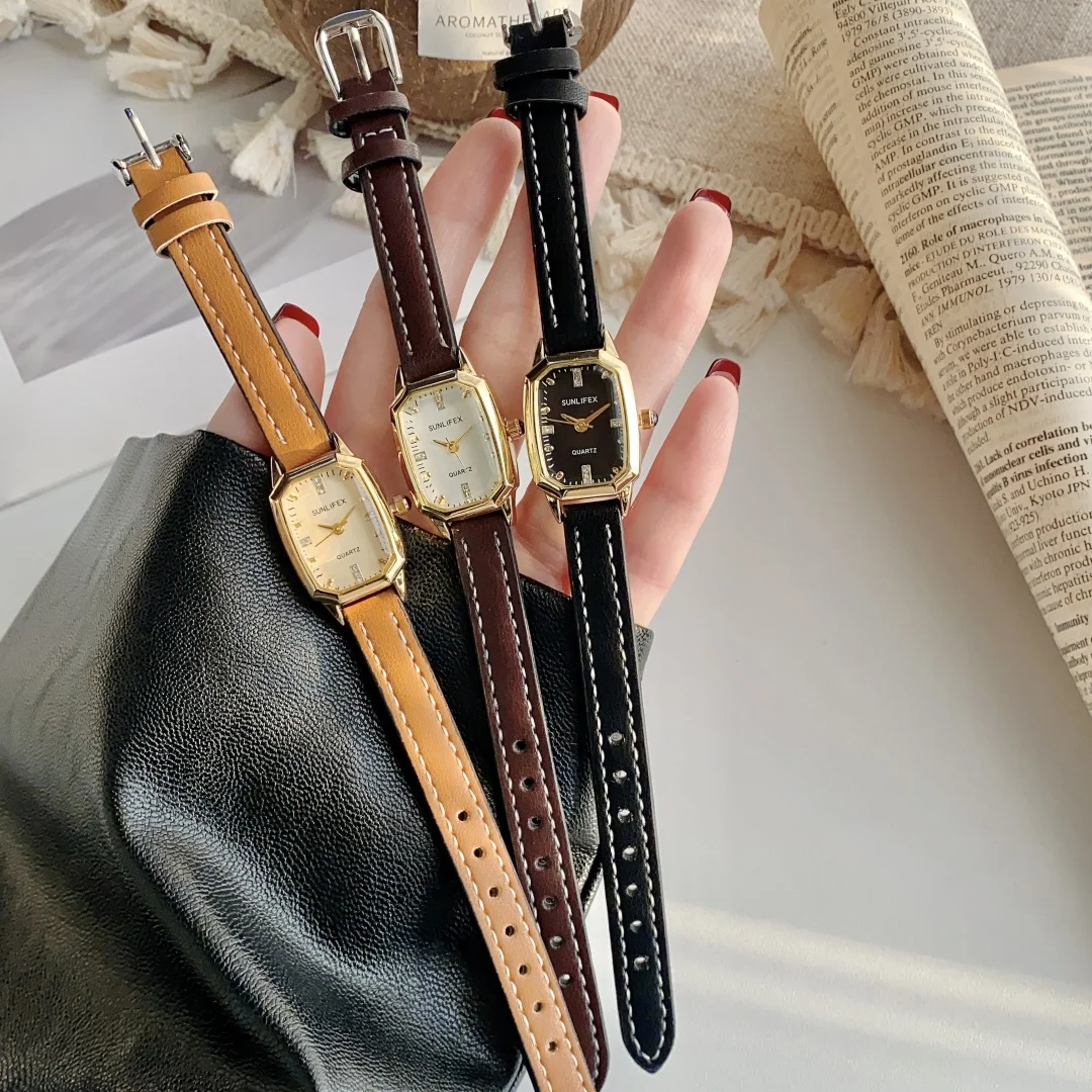 Sunlifex Casual Watches Square Leather Strap Fashionable Clock Quartz Wristwatch for Women Ladies Watch Gift relojes de mujer