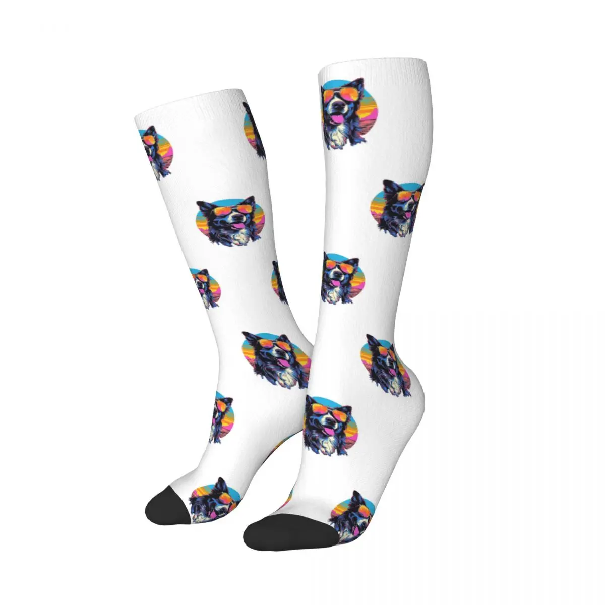 Border Collie Socks Harajuku Sweat Absorbing Stockings All Season Long Socks Accessories for Unisex Christmas Gifts