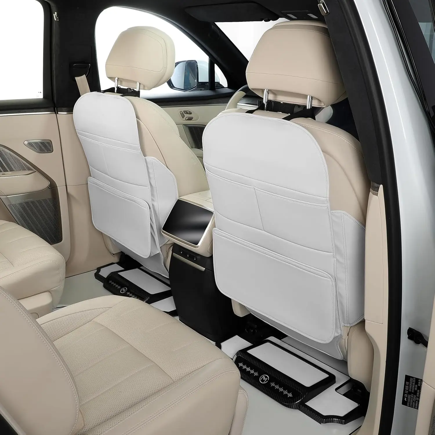 

Защита заднего сиденья для детей, предотвращает повреждения от пинков, легко чистится, черный или кремово-белый цвет - 2 штуки в упаковке